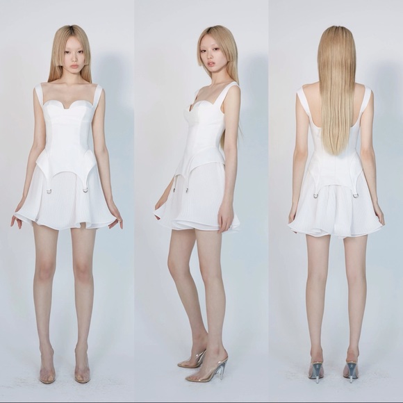 Daisy Dimensional Dual-Cup Mini Dress in Ivory - Picture 8 of 12